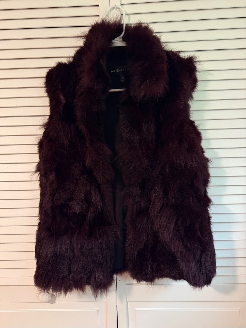 Adrienne Landau Faux Fur Vest Burgundy Size M